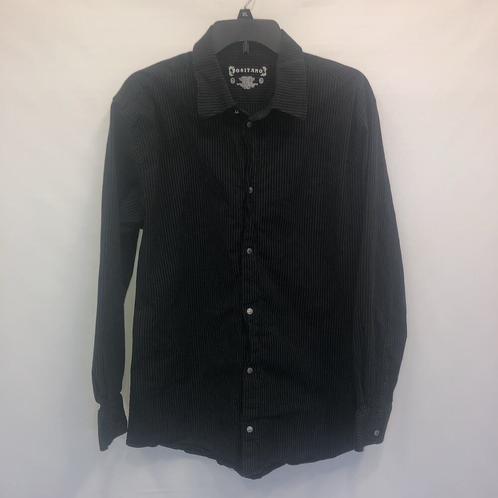 Positano Button Uo Adult XL Mens Multicolor Long Sleeve Striped Cotton Shirt